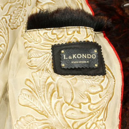 【中古】ルコンド L&amp;KONDO イタリアンロングヘアカーフ レザーブルゾン ダークブラウン【 48 】【 状態ランクB 】【 メンズ 】