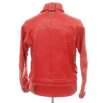【中古】ルコンド L&amp;KONDO バーブルージュ シングルライダースジャケット レザーブルゾン レッド【 48 】【 状態ランクC 】【 メンズ 】