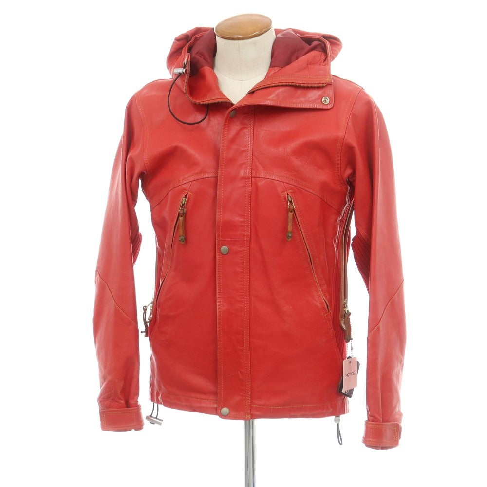 【中古】ルコンド L&amp;KONDO フーデッド レザーブルゾン レッド【 46 】【 状態ランクC 】【 メンズ 】