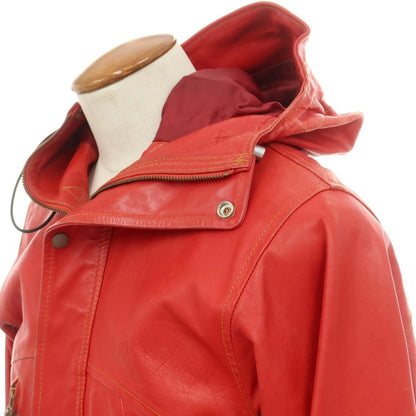 【中古】ルコンド L&amp;KONDO フーデッド レザーブルゾン レッド【 46 】【 状態ランクC 】【 メンズ 】