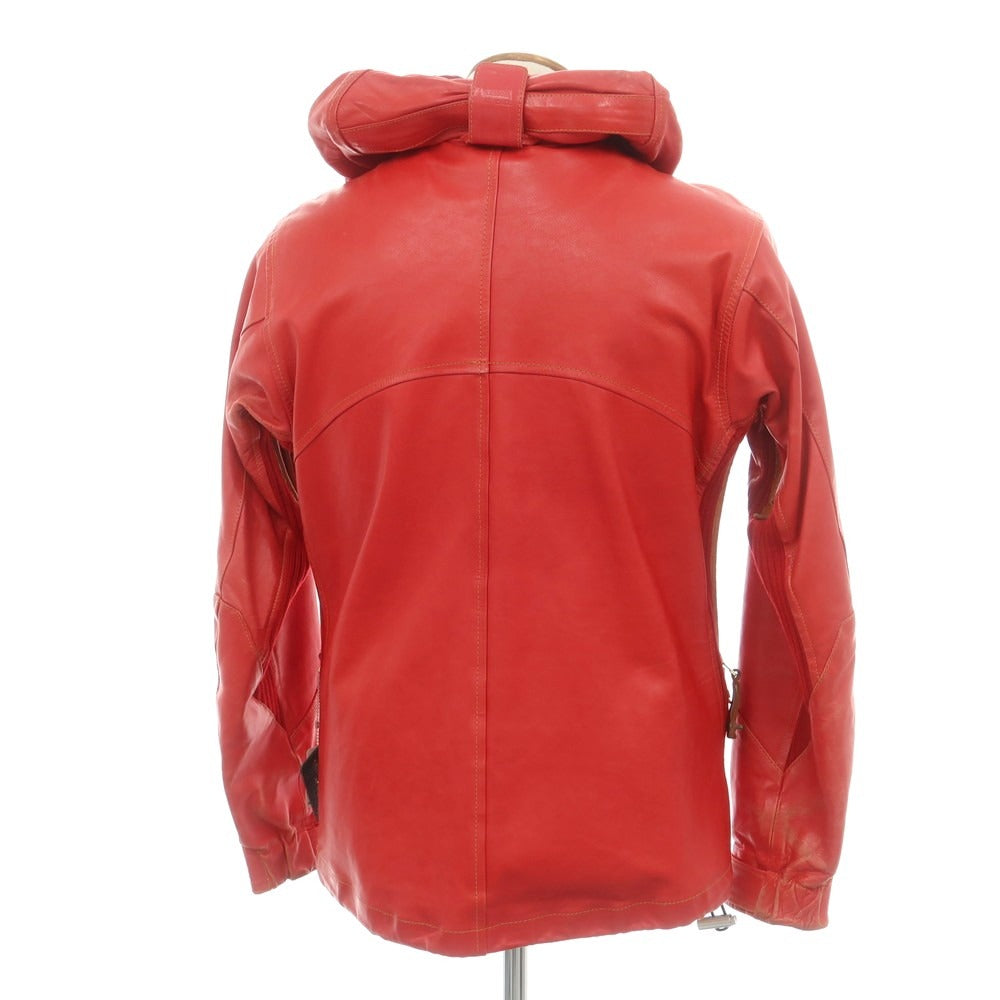 【中古】ルコンド L&amp;KONDO フーデッド レザーブルゾン レッド【 46 】【 状態ランクC 】【 メンズ 】