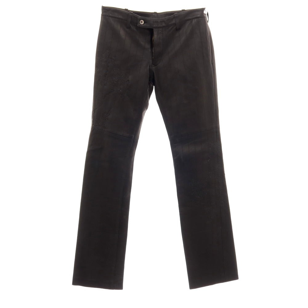 【中古】ルコンド L&amp;KONDO 羊革 スペインラム レザーステッチパンツ ブラック【サイズ46】【 状態ランクD 】【 メンズ 】