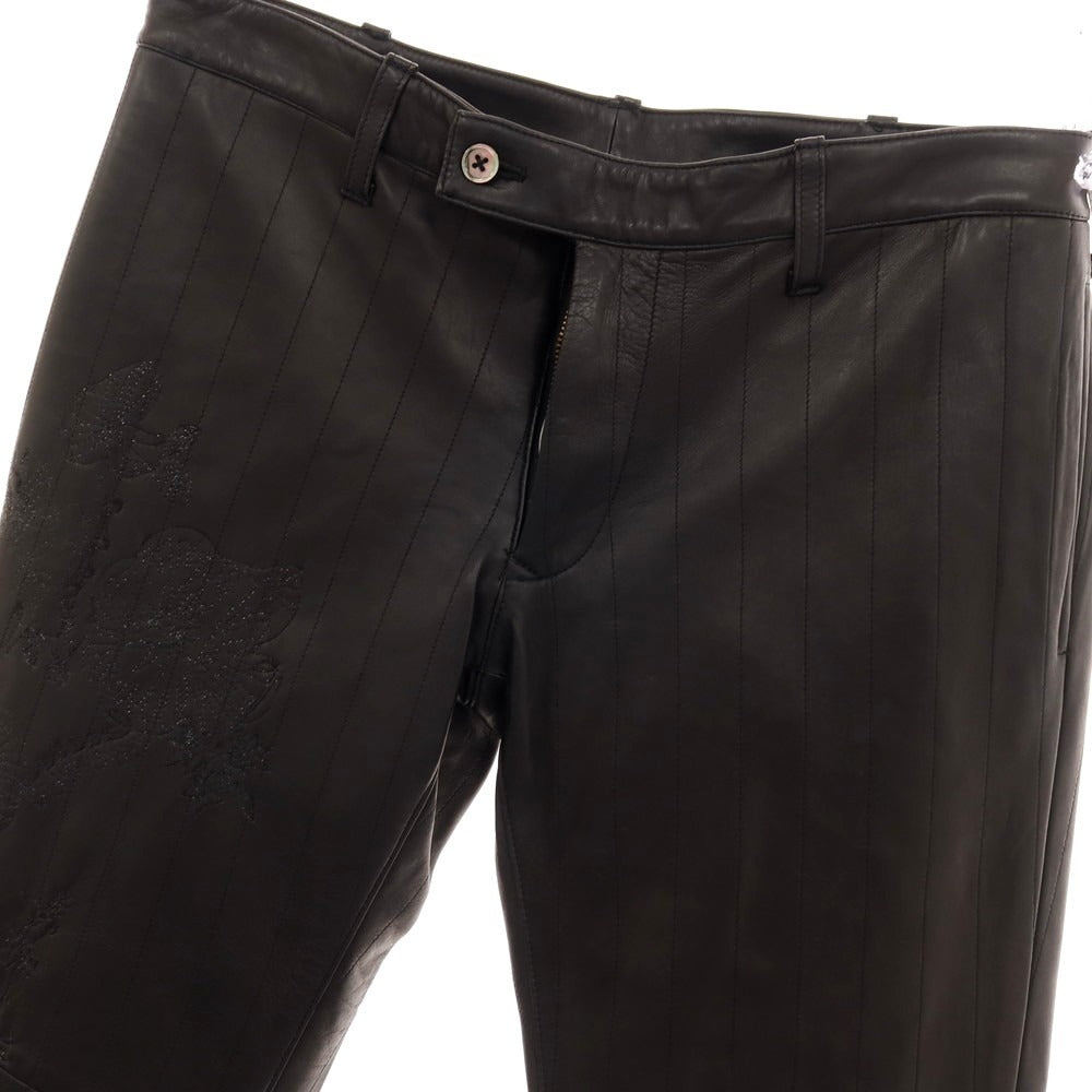 【中古】ルコンド L&amp;KONDO 羊革 スペインラム レザーステッチパンツ ブラック【サイズ46】【 状態ランクD 】【 メンズ 】