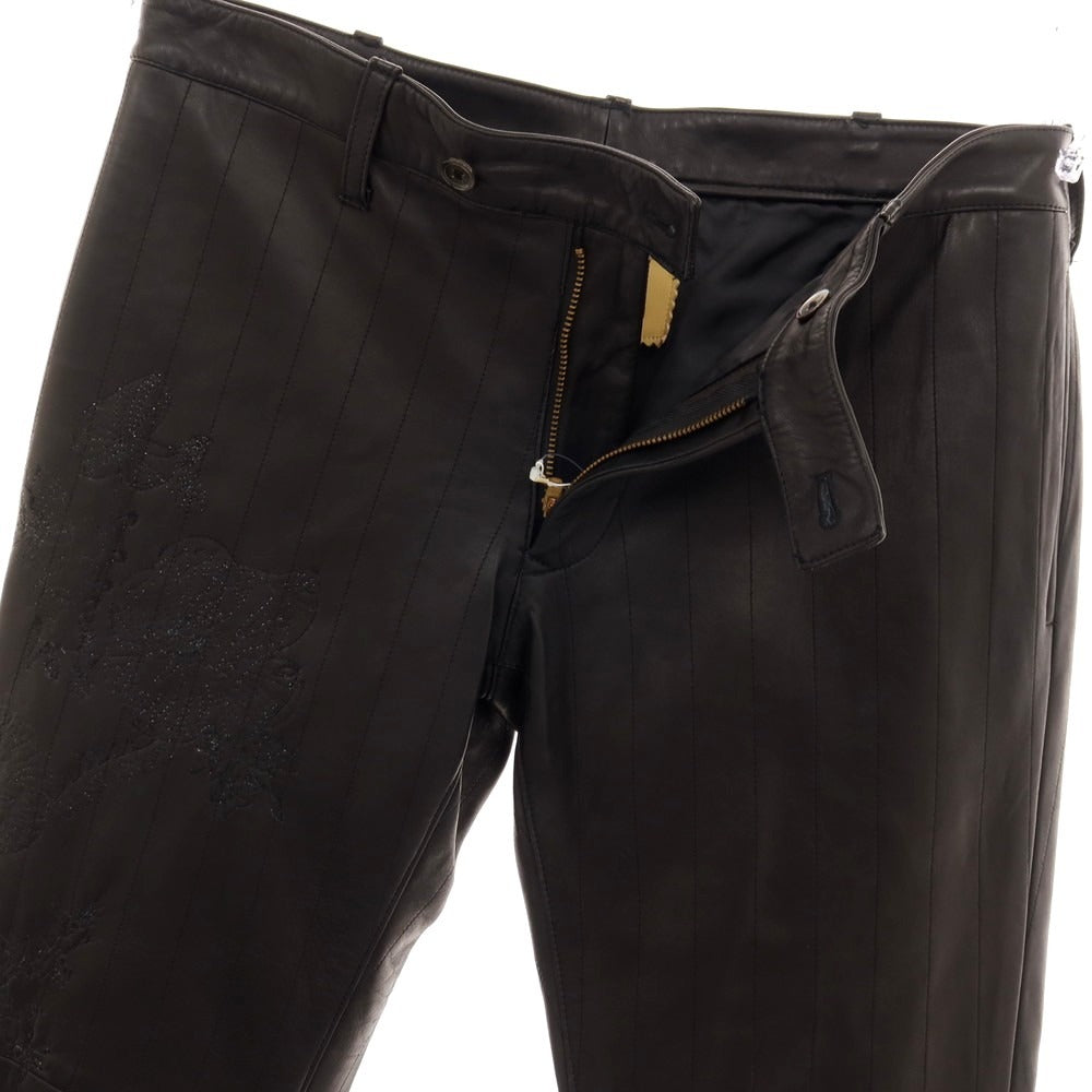 【中古】ルコンド L&amp;KONDO 羊革 スペインラム レザーステッチパンツ ブラック【サイズ46】【 状態ランクD 】【 メンズ 】