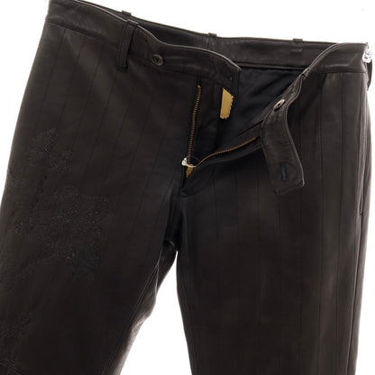 【中古】ルコンド L&amp;KONDO 羊革 スペインラム レザーステッチパンツ ブラック【サイズ46】【 状態ランクD 】【 メンズ 】