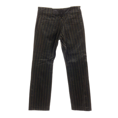 【中古】ルコンド L&amp;KONDO 羊革 ストライプ レザーステッチパンツ ブラックxゴールド【サイズ48】【 状態ランクA 】【 メンズ 】