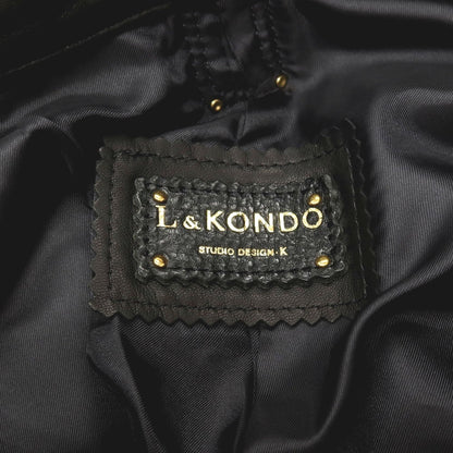 【中古】ルコンド L&amp;KONDO 羊革 ストライプ レザーステッチパンツ ブラックxゴールド【サイズ48】【 状態ランクA 】【 メンズ 】