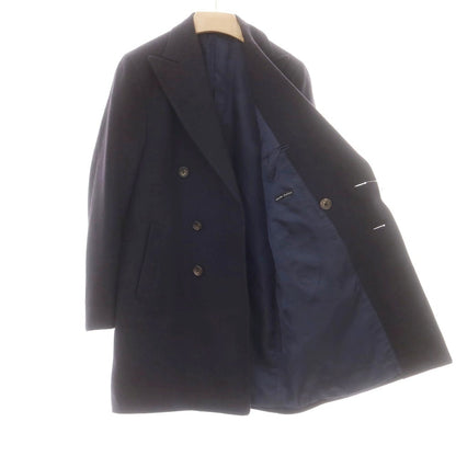 【中古】アザブテーラー azabu tailor カシミヤ混ウール ヘリンボーン織り ダブルブレストコート ネイビー【 42 】【 状態ランクB 】【 メンズ 】