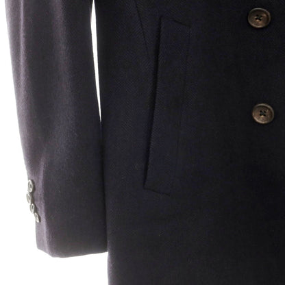 【中古】アザブテーラー azabu tailor カシミヤ混ウール ヘリンボーン織り ダブルブレストコート ネイビー【 42 】【 状態ランクB 】【 メンズ 】