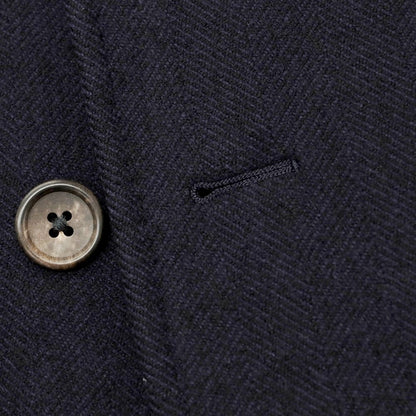 【中古】アザブテーラー azabu tailor カシミヤ混ウール ヘリンボーン織り ダブルブレストコート ネイビー【 42 】【 状態ランクB 】【 メンズ 】