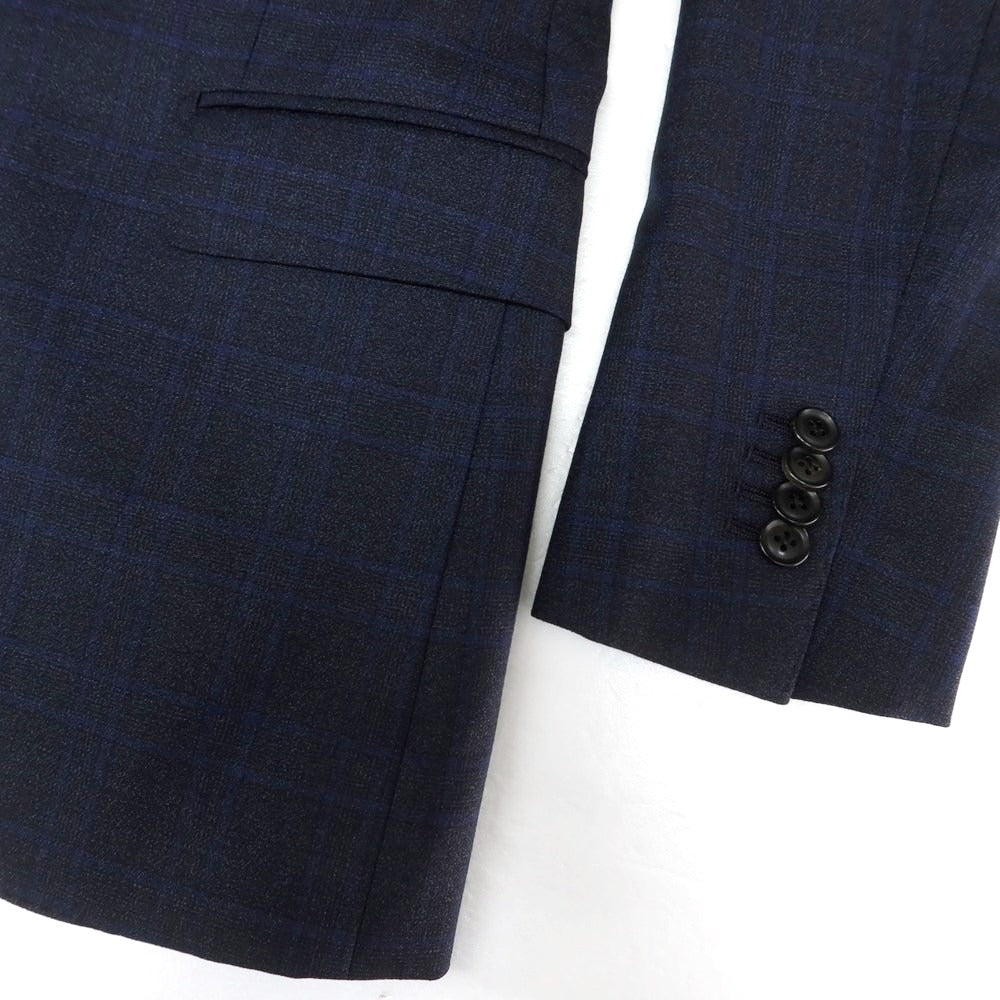 【中古】アザブテーラー azabu tailor ウール チェック 2つボタンスーツ ネイビー系【 上40/下76 】【 状態ランクB 】【 メンズ 】 [CPD]