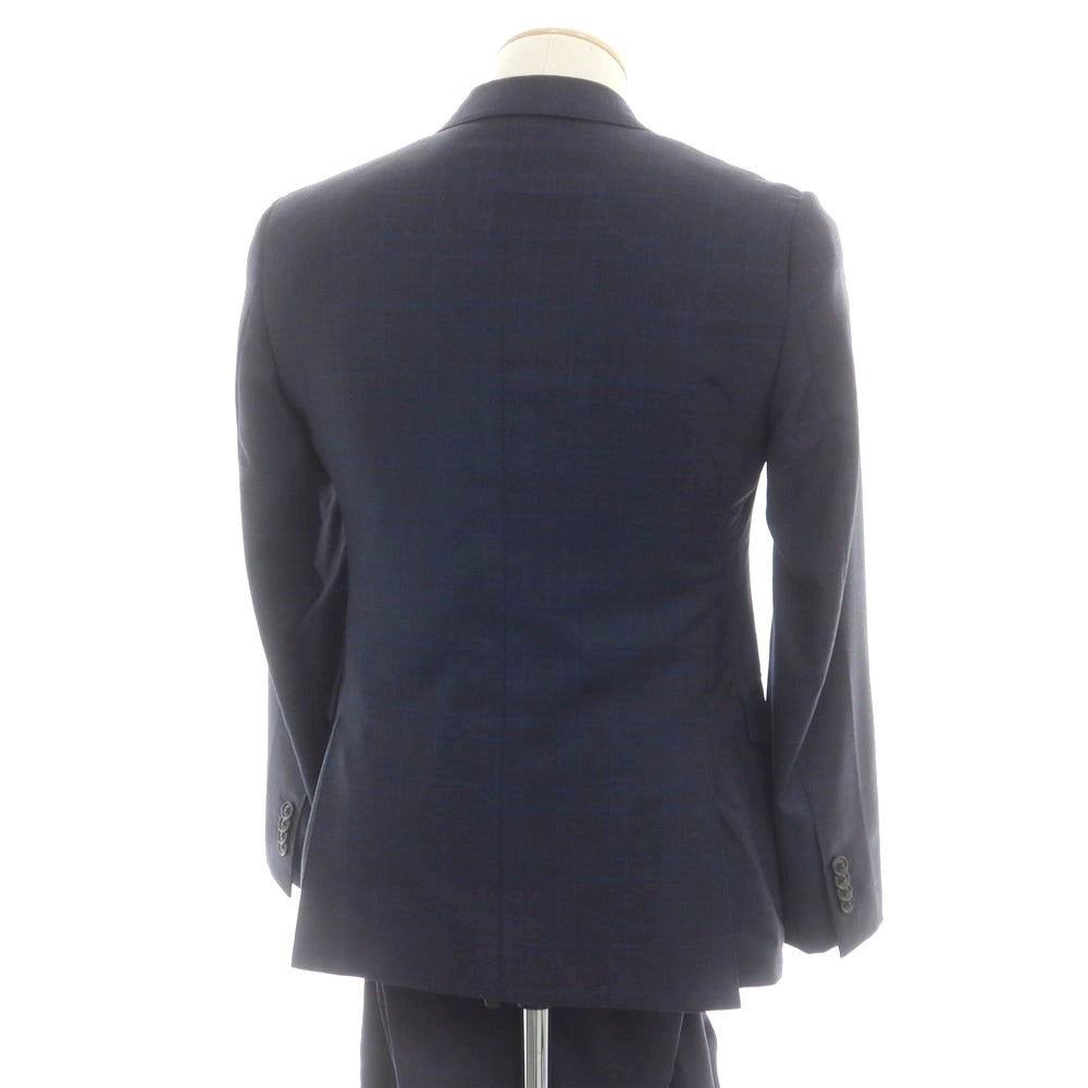 【中古】アザブテーラー azabu tailor ウール チェック 2つボタンスーツ ネイビー系【 上40/下76 】【 状態ランクB 】【 メンズ 】 [CPD]