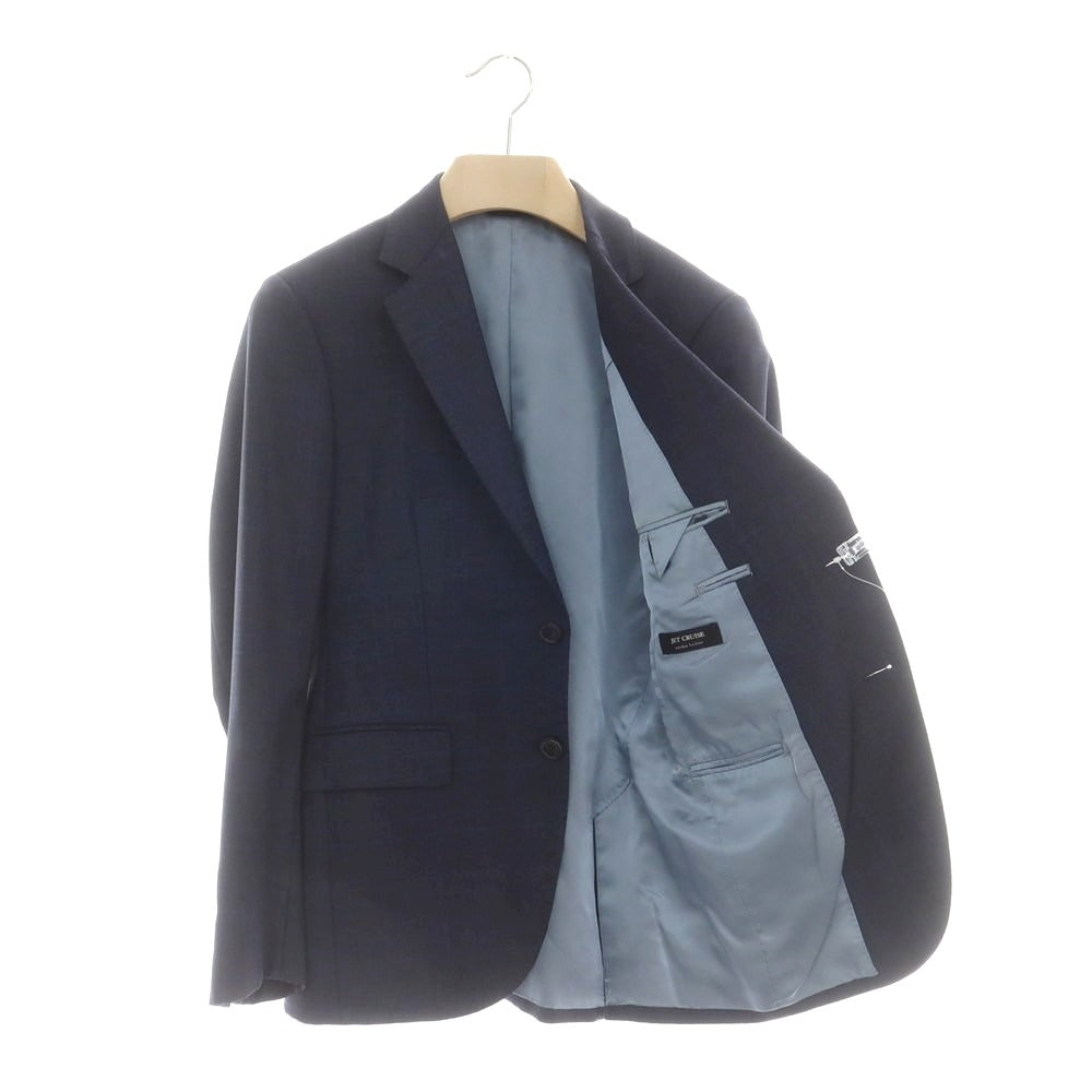 【中古】アザブテーラー azabu tailor ウール チェック 2つボタンスーツ ネイビー系【 上40/下76 】【 状態ランクB 】【 メンズ 】 [CPD]