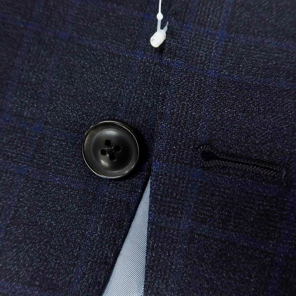 【中古】アザブテーラー azabu tailor ウール チェック 2つボタンスーツ ネイビー系【 上40/下76 】【 状態ランクB 】【 メンズ 】 [CPD]