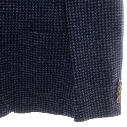 【中古】アザブテーラー azabu tailor ウールコットンジャージー ハウンドトゥース柄 テーラードジャケット ネイビー【 42 】【 状態ランクA 】【 メンズ 】