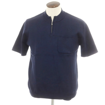 [Used] [Unused] Nano Universe Cotton Polyester Half Zip Washable Short Sleeve Pullover Knit Navy [L] [Condition Rank S] [Men&