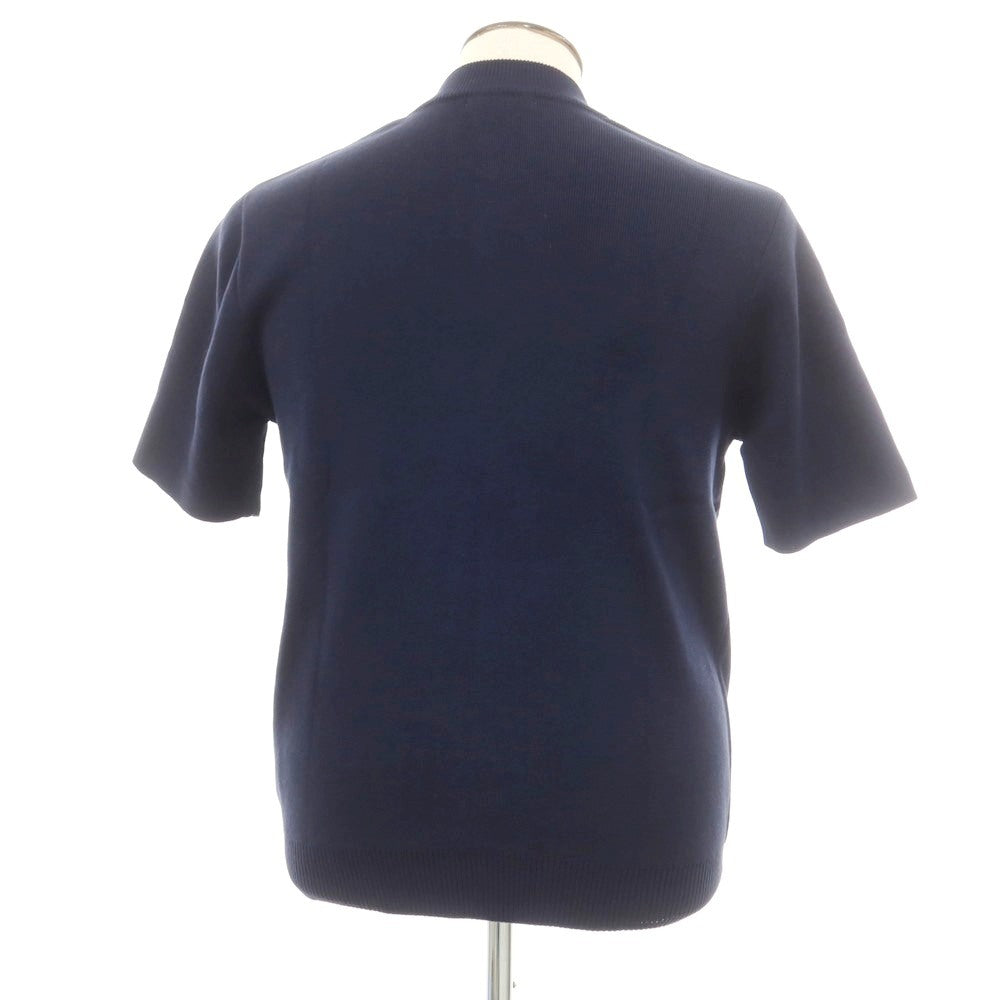 [Used] [Unused] Nano Universe Cotton Polyester Half Zip Washable Short Sleeve Pullover Knit Navy [L] [Condition Rank S] [Men&