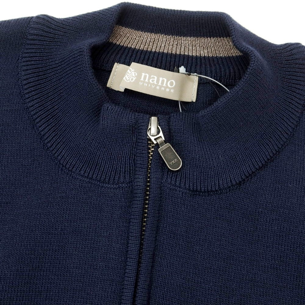 [Used] [Unused] Nano Universe Cotton Polyester Half Zip Washable Short Sleeve Pullover Knit Navy [L] [Condition Rank S] [Men&