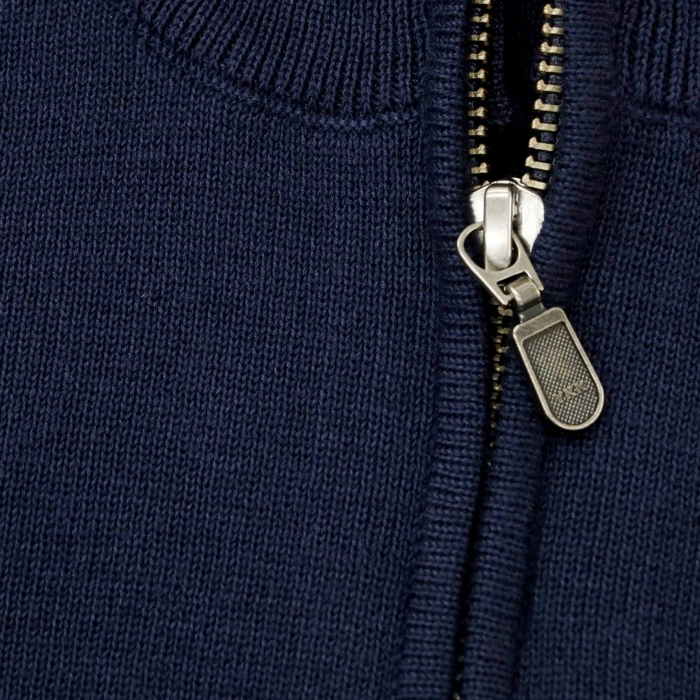 [Used] [Unused] Nano Universe Cotton Polyester Half Zip Washable Short Sleeve Pullover Knit Navy [L] [Condition Rank S] [Men&