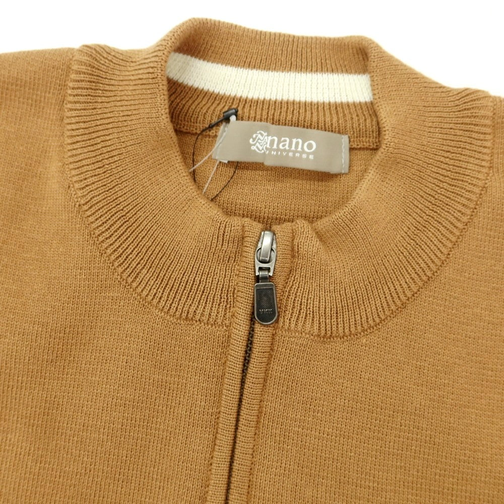 [Used] [Unused] Nano Universe Cotton Polyester Half Zip Washable Short Sleeve Pullover Knit Camel [L] [Condition Rank S] [Men&