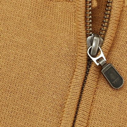 [Used] [Unused] Nano Universe Cotton Polyester Half Zip Washable Short Sleeve Pullover Knit Camel [L] [Condition Rank S] [Men&