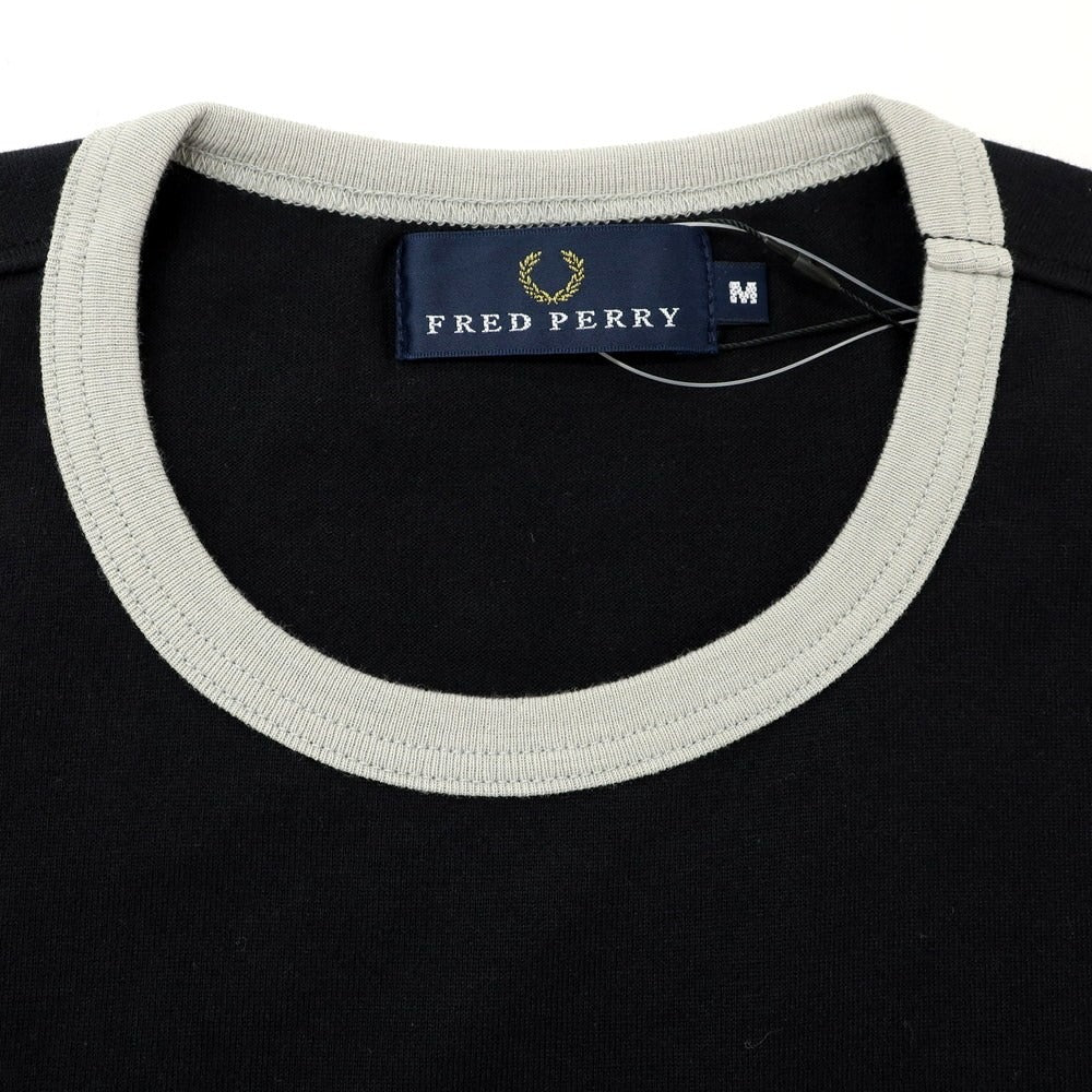 【中古】【未使用】フレッドペリー FRED PERRY コットン クルーネック リンガー 半袖Ｔシャツ ブラック【 M 】【 状態ランクS 】【 メンズ 】 [APD]