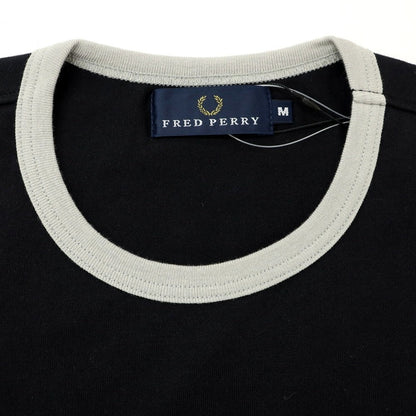 【中古】【未使用】フレッドペリー FRED PERRY コットン クルーネック リンガー 半袖Ｔシャツ ブラック【 M 】【 状態ランクS 】【 メンズ 】 [APD]