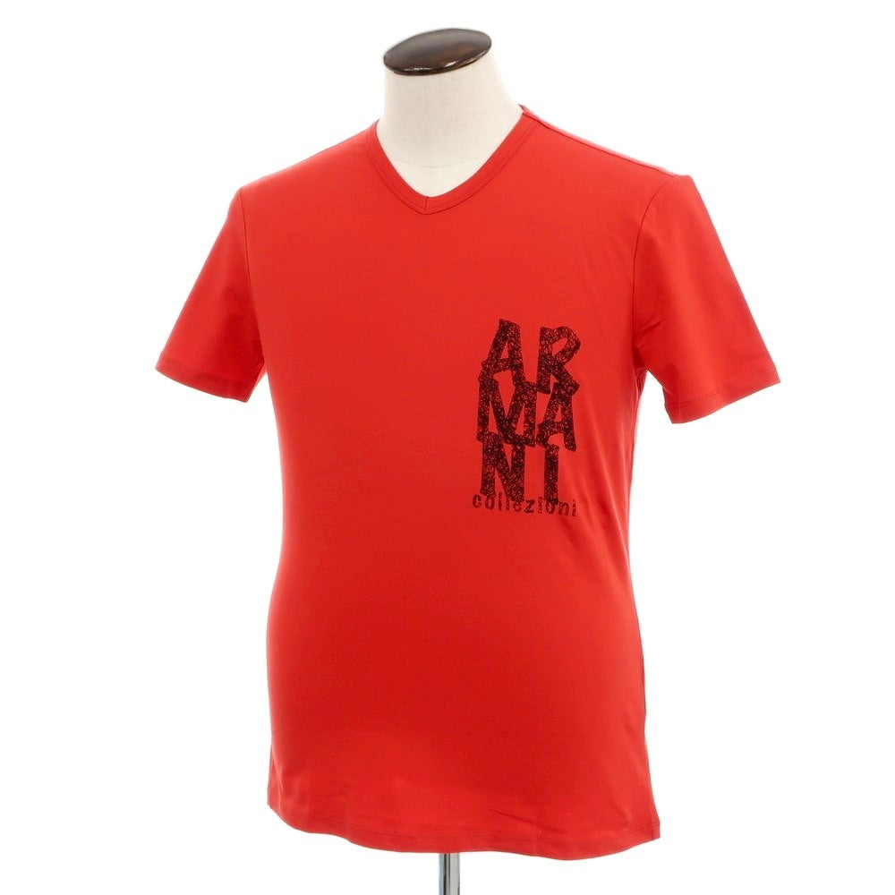 [Used] [Unused] ARMANI COLLEZIONI Stretch Cotton V-neck Short Sleeve T-shirt Red [XL] [Condition Rank S] [Men&