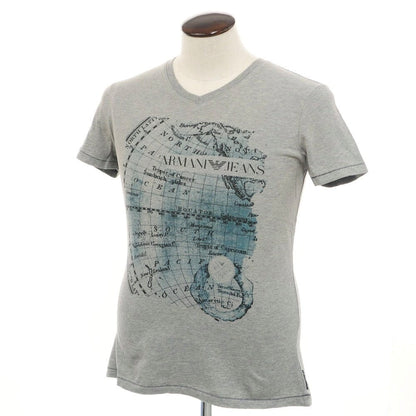 [Used] [Unused] ARMANI JEANS Distressed Cotton V-neck Short Sleeve T-shirt Gray [L] [Condition Rank S] [Men&