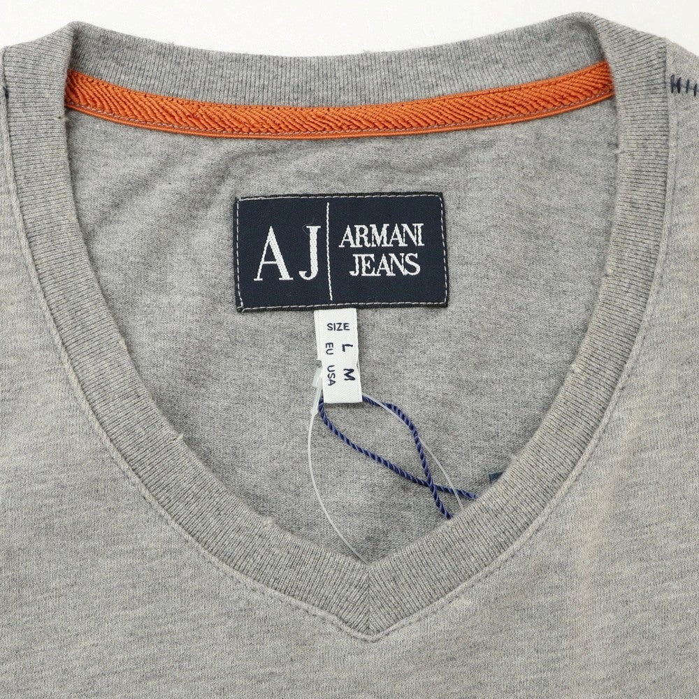 [Used] [Unused] ARMANI JEANS Distressed Cotton V-neck Short Sleeve T-shirt Gray [L] [Condition Rank S] [Men&