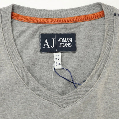 [Used] [Unused] ARMANI JEANS Distressed Cotton V-neck Short Sleeve T-shirt Gray [L] [Condition Rank S] [Men&