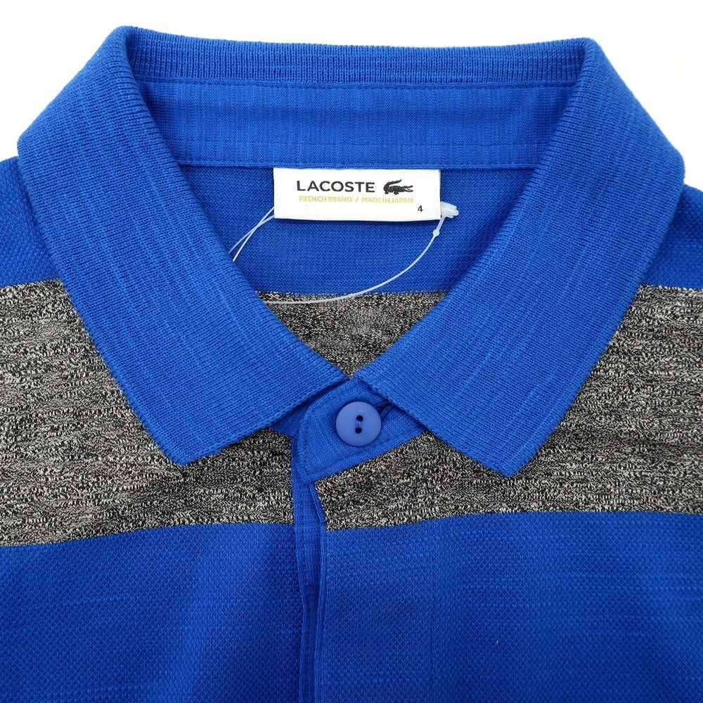 [Used] [Unused] LACOSTE Cotton Border Rugby Shirt Long Sleeve Polo Shirt Gray x Blue [4] [Condition Rank S] [Men&