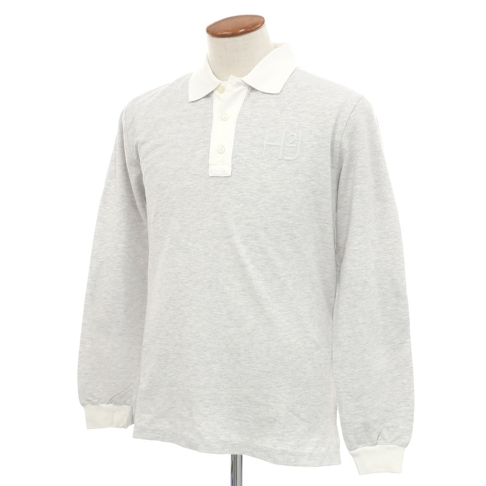 [Used] HYDROGEN Cotton Pique Long Sleeve Polo Shirt Light Gray x White [M] [Condition Rank B] [Men&