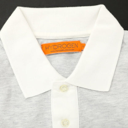 [Used] HYDROGEN Cotton Pique Long Sleeve Polo Shirt Light Gray x White [M] [Condition Rank B] [Men&