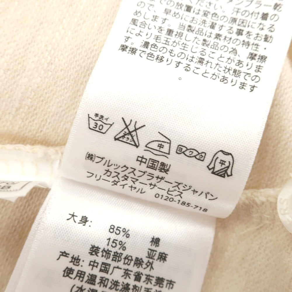 【中古】【未使用】ブルックスブラザーズ Brooks Brothers コットンリネン 長袖ポロシャツ ベージュxホワイト【 S 】【 状態ランクS 】【 メンズ 】 [EPD]