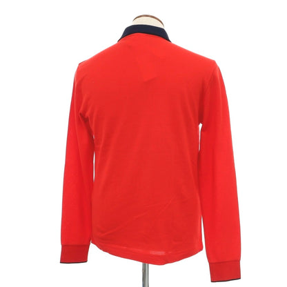 【中古】【未使用】ラコステ LACOSTE コットン 鹿の子 長袖ポロシャツ レッドxネイビー【 4 】【 状態ランクS 】【 メンズ 】