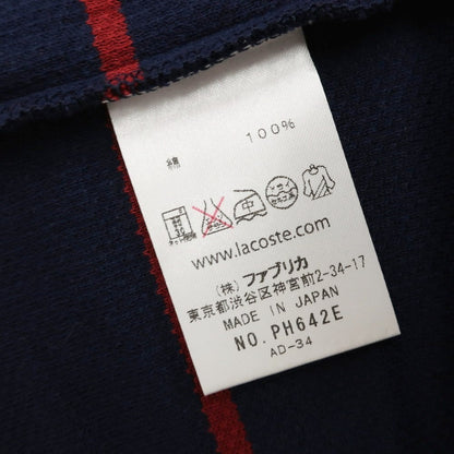 【中古】【未使用】ラコステ LACOSTE コットン ボーダー 半袖ポロシャツ ネイビーxレッド系【 3 】【 状態ランクS 】【 メンズ 】