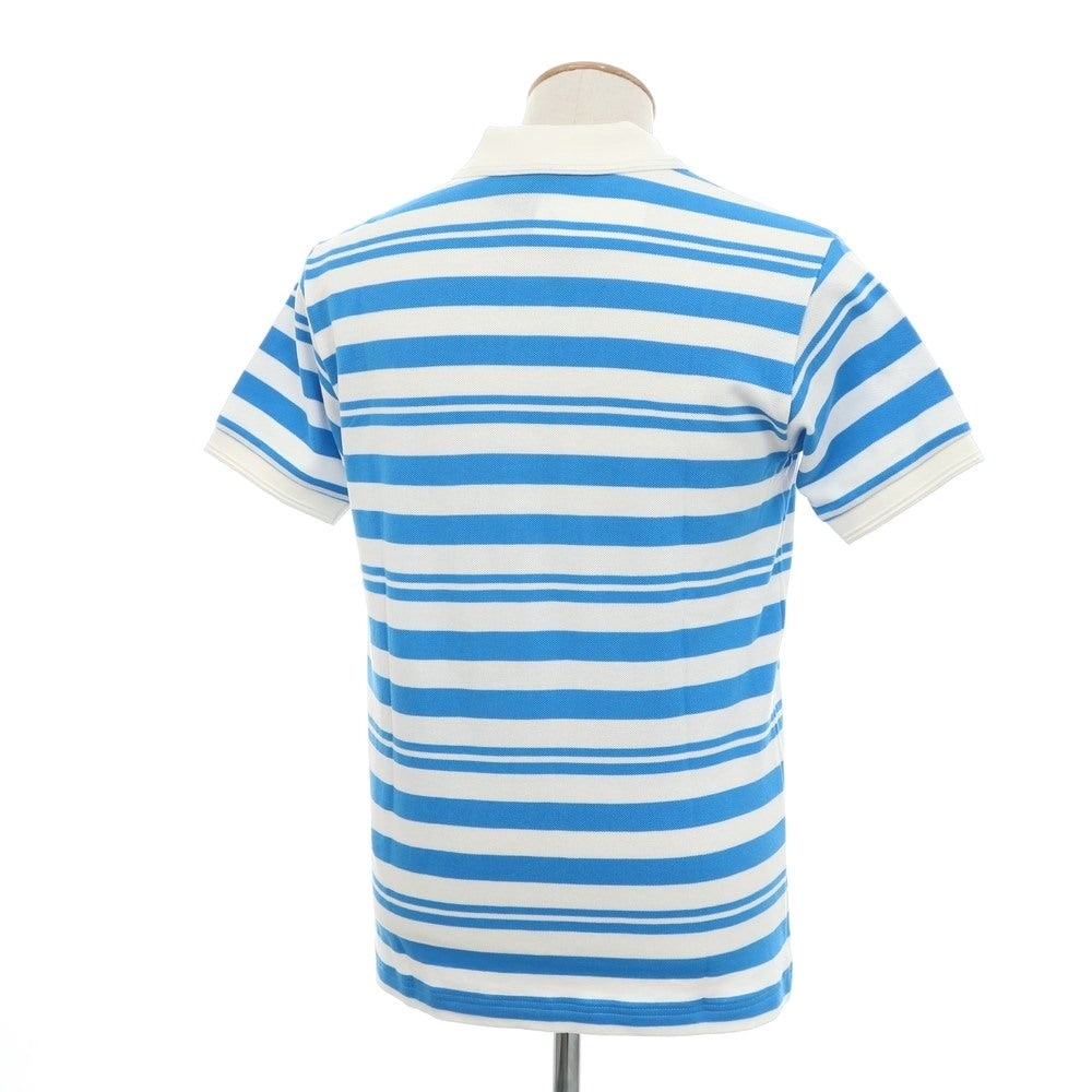 【中古】【未使用】フレッドペリー FRED PERRY コットン 鹿の子 ボーダー 半袖ポロシャツ ホワイトxライトブルー【 S 】【 状態ランクS 】【 メンズ 】 [APD]