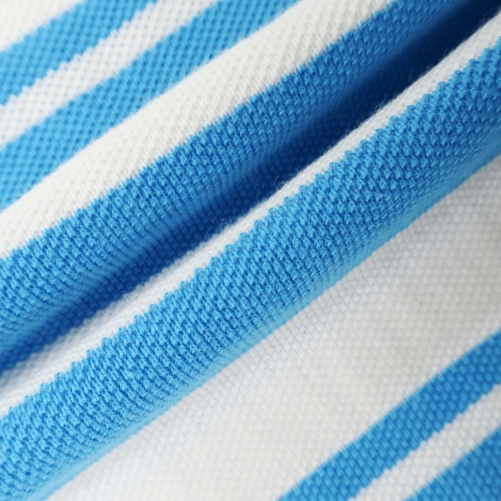 【中古】【未使用】フレッドペリー FRED PERRY コットン 鹿の子 ボーダー 半袖ポロシャツ ホワイトxライトブルー【 S 】【 状態ランクS 】【 メンズ 】 [APD]
