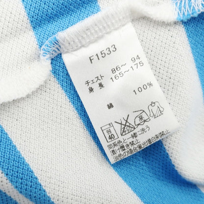 【中古】【未使用】フレッドペリー FRED PERRY コットン 鹿の子 ボーダー 半袖ポロシャツ ホワイトxライトブルー【 S 】【 状態ランクS 】【 メンズ 】 [APD]