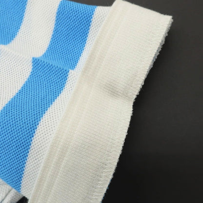 【中古】【未使用】フレッドペリー FRED PERRY コットン 鹿の子 ボーダー 半袖ポロシャツ ホワイトxライトブルー【 S 】【 状態ランクS 】【 メンズ 】 [APD]