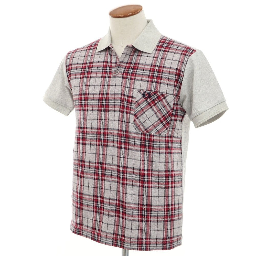[Used] [Unused] Fred Perry Cotton Pique Check Short Sleeve Polo Shirt Light Gray x Red [M] [Condition Rank S] [Men&