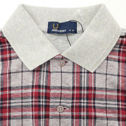 [Used] [Unused] Fred Perry Cotton Pique Check Short Sleeve Polo Shirt Light Gray x Red [M] [Condition Rank S] [Men&