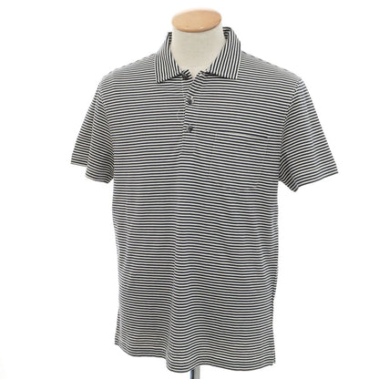 【中古】【未使用】バナナリパブリック Banana Republic コットン ボーダー 半袖ポロシャツ オフホワイトxネイビー【 S 】【 状態ランクS 】【 メンズ 】