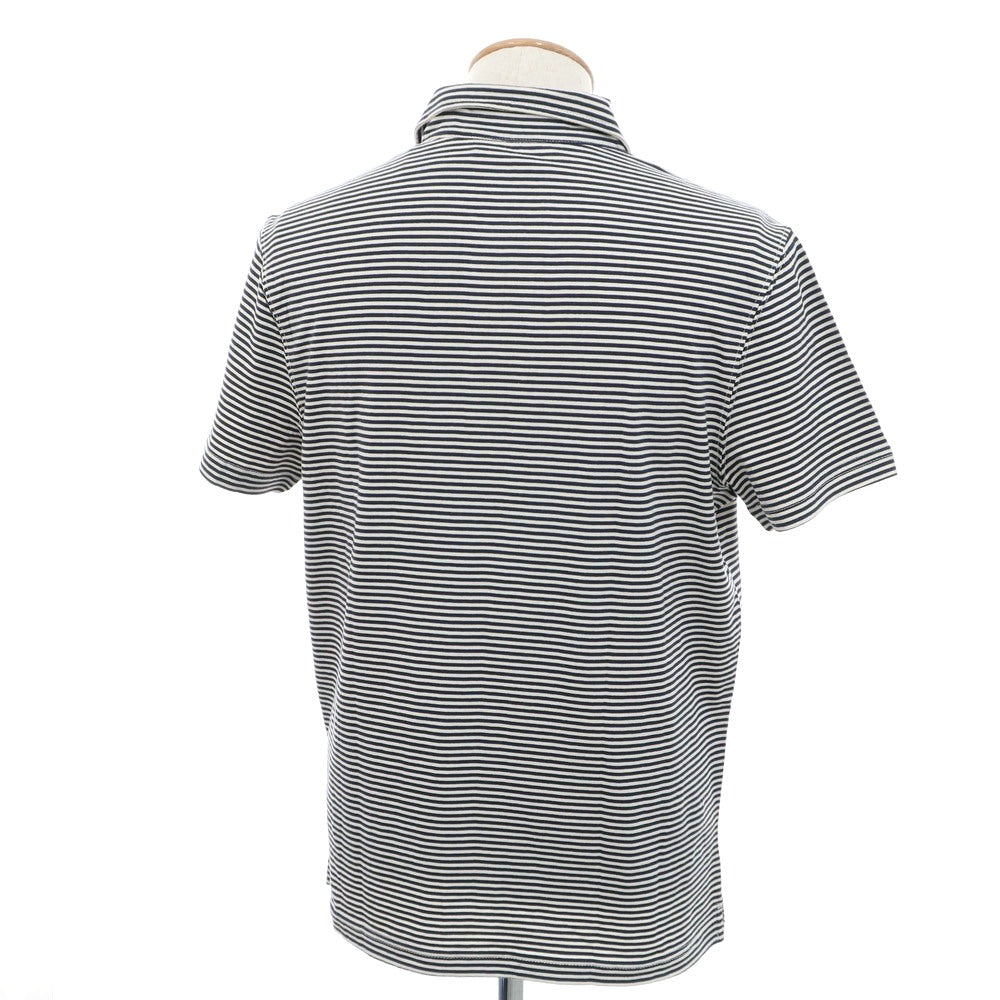 【中古】【未使用】バナナリパブリック Banana Republic コットン ボーダー 半袖ポロシャツ オフホワイトxネイビー【 S 】【 状態ランクS 】【 メンズ 】