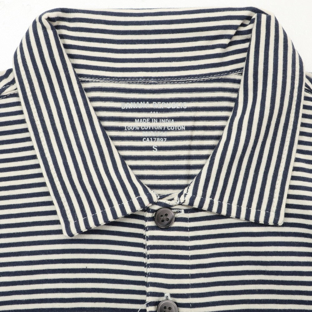 【中古】【未使用】バナナリパブリック Banana Republic コットン ボーダー 半袖ポロシャツ オフホワイトxネイビー【 S 】【 状態ランクS 】【 メンズ 】