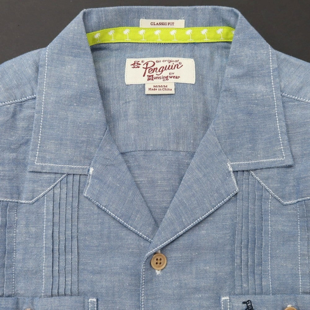 [Used] [Unused] Penguin by Munsingwear Linen Cotton Open Collar Short Sleeve Shirt Light Blue [M] [Condition Rank S] [Men&