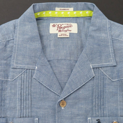 [Used] [Unused] Penguin by Munsingwear Linen Cotton Open Collar Short Sleeve Shirt Light Blue [M] [Condition Rank S] [Men&