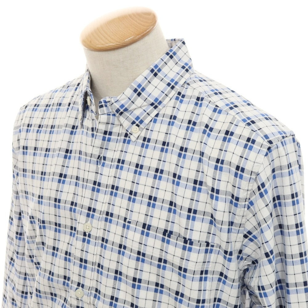 【中古】【未使用】エディー バウアー Eddie Bauer コットン チェック ボタンダウン カジュアルシャツ ホワイトxブルー【 S 】【 状態ランクS 】【 メンズ 】