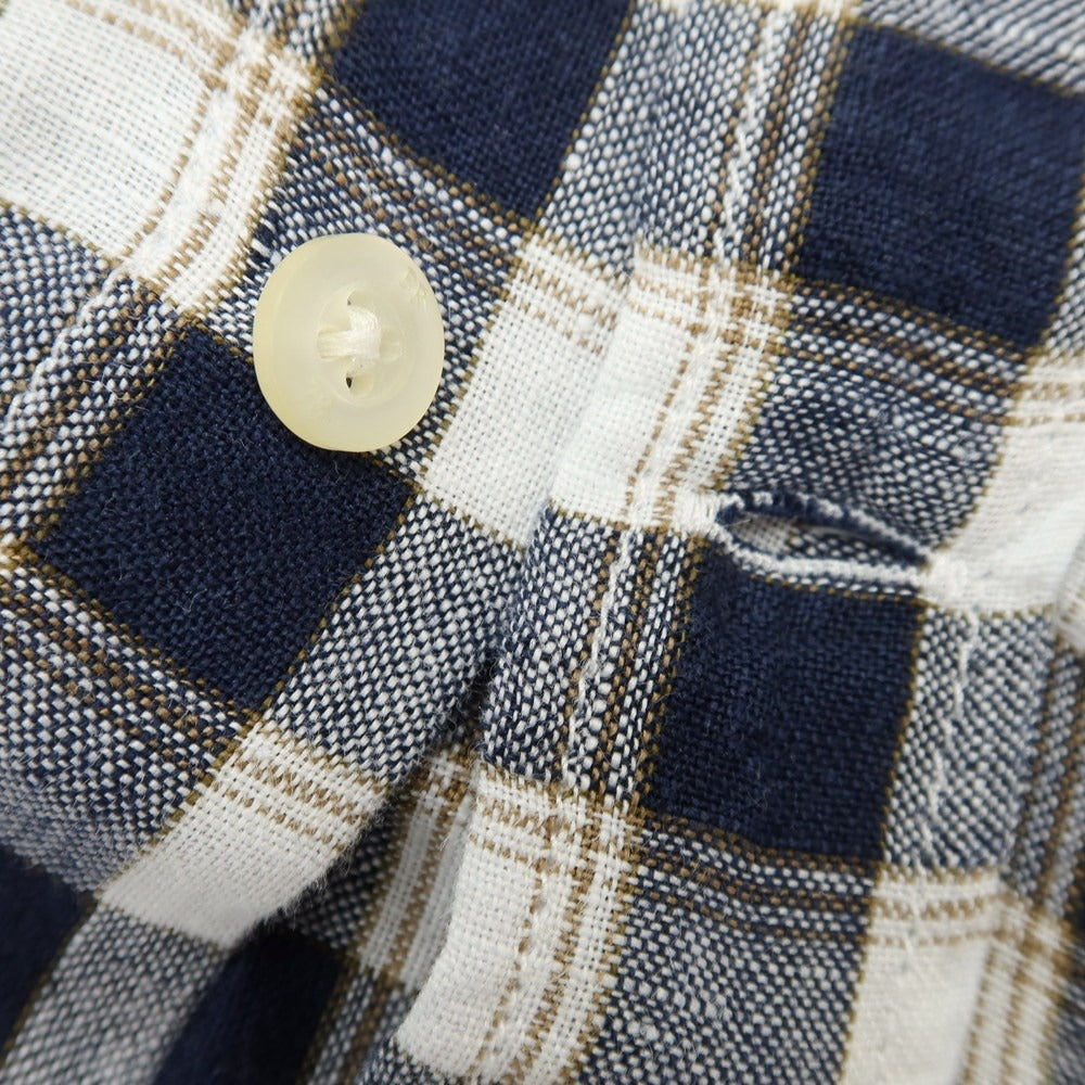 [Used] [Unused] Banana Republic Linen Check Button-down Casual Shirt Navy x White [L] [Condition Rank S] [Men&